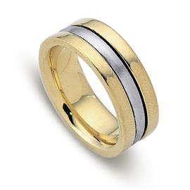 Обручальное кольцо из двухцветного золота 585 пробы, артикул R-ДК 033