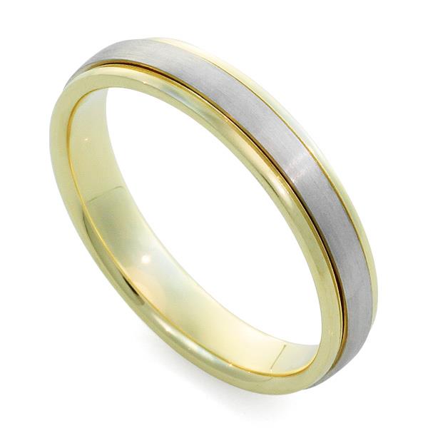 Обручальное кольцо  из белого и желтого золота 585 пробы, артикул R-F 1068м