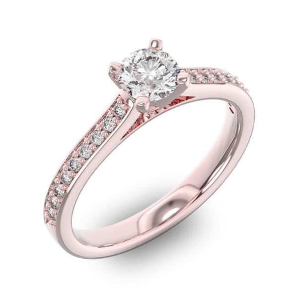 Помолвочное кольцо с 1 бриллиантом 0,35 ct 4/5  и 18 бриллиантами 0,14 ct 4/5 из розового золота 585°