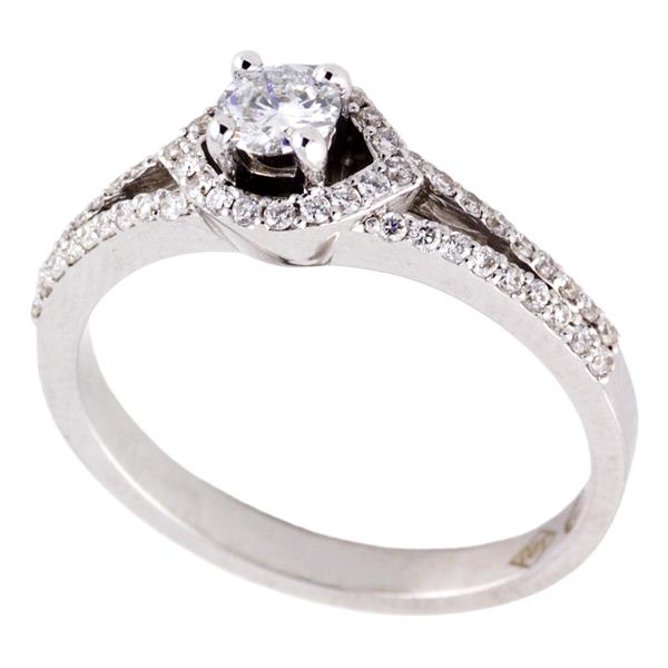 Помолвочное кольцо из белого золота с  бриллиантами 0,51 карат, артикул R-НП 055