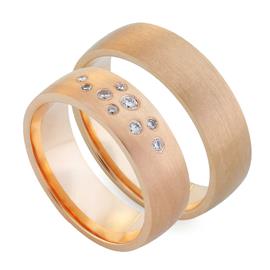 Обручальные кольца парные с бриллиантами из золота 585 пробы, артикул R-80601-3м