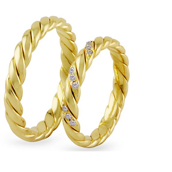 Золотые обручальные кольца парные с бриллиантами, артикул R-ТС 1680