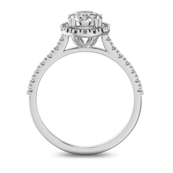Помолвочное кольцо с 1 бриллиантом 0,7 ct 4/5  и 30 бриллиантами 0,18 ct 4/5 из белого золота 585°