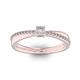 Помолвочное кольцо с 1 бриллиантом 0,1 ct 4/5  и 22 бриллиантами 0,06 ct 4/5 из розового золота 585°
