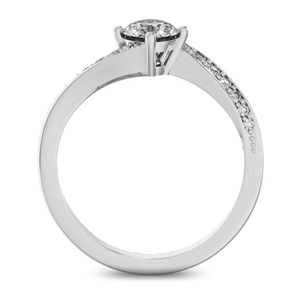 Помолвочное кольцо с 1 бриллиантом 0,45 ct 4/5  и 14 бриллиантами 0,1 ct 4/5 из белого золота 585°