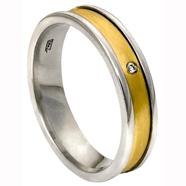 Обручальное кольцо с бриллиантами из желтого и белого золота 585 пробы, артикул R-1977