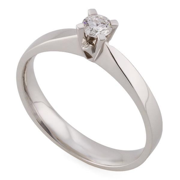 Купить Помолвочное кольцо из белого золота 750 пробы с 1 бриллиантом 0,15карат // Ювелирный интернет-магазин Rings.Ru