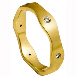 Обручальное кольцо с бриллиантами из желтого золота 585 пробы, артикул R-2198/001