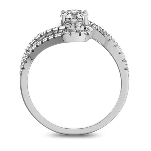 Помолвочное кольцо с 1 бриллиантом 0,45 ct 4/5  и 48 бриллиантами 0,38 ct 4/5 из белого золота 585°