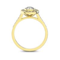 Помолвочное кольцо с 1 бриллиантом 0,45 ct 4/5  и 24 бриллиантами 0,3 ct 4/5 из желтого золота 585°