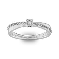 Помолвочное кольцо с 1 бриллиантом 0,1 ct 4/5  и 22 бриллиантами 0,06 ct 4/5 из белого золота 585°