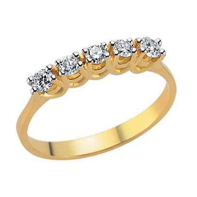 Кольцо с 5 бриллиантами 0,31 ct 3/4 из желтого золота, артикул R-DRN12042-06