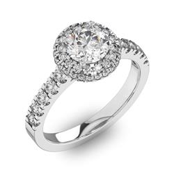 Помолвочное кольцо с 1 бриллиантом 0,67 ct 4/5  и 50 бриллиантами 0,4 ct 4/5 из белого золота 585°, артикул R-D41972-2