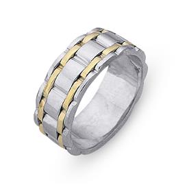Обручальное кольцо из двухцветного золота 585 пробы, артикул R-СЕ006