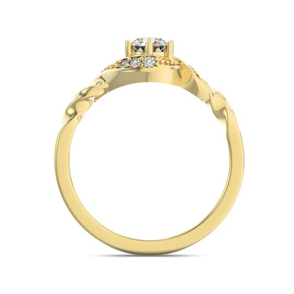 Помолвочное кольцо с 1 бриллиантом 0,35 ct 4/5  и 6 бриллиантами 0,05 ct 4/5 из желтого золота 585°
