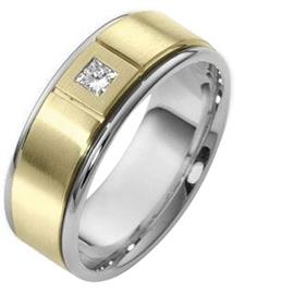 Обручальное кольцо с бриллиантом "Принцесса" из золота 750 пробы, артикул R-2375e-750