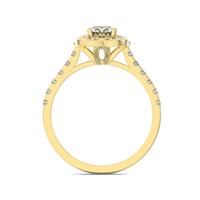 Помолвочное кольцо с 1 бриллиантом 0,45 ct 4/5  и 24 бриллиантами 0,29 ct 4/5 из желтого золота 585°