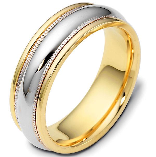 Обручальные кольца с белым золотом в середине