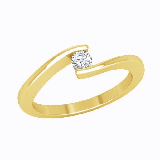 Кольцо с 1 бриллиантом 0,10 ct 3/6  из желтого золота 585°