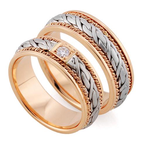 Купить Эксклюзивные обручальные кольца парные из золота 585 пробы //Ювелирный интернет-магазин Rings.Ru