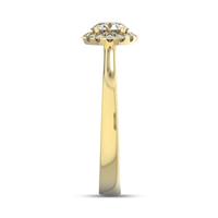 Помолвочное кольцо с 1 бриллиантом 0,45 ct 4/5  и 14 бриллиантами 0,08 ct 4/5 из желтого золота 585°