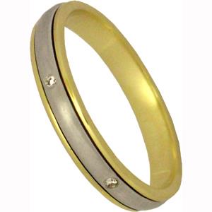 Обручальное кольцо вращающееся с бриллиантами из белого и желтого золота 585 пробы, артикул R-1257