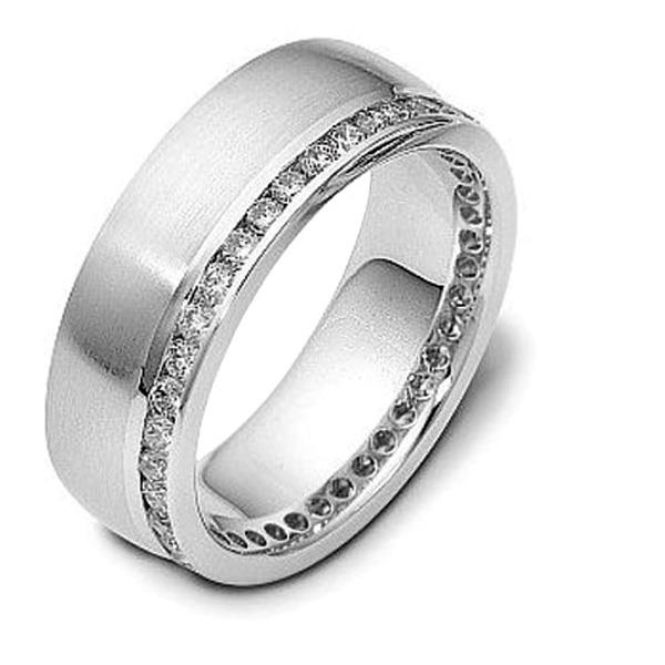 Обручальное кольцо с бриллиантами из белого золота 585 пробы с бриллиантами, артикул R-2194
