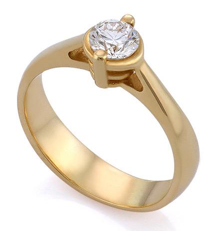 Помолвочное кольцо с 1 бриллиантом 0,50 ct 4/5 желтое золото, артикул R-НП 047