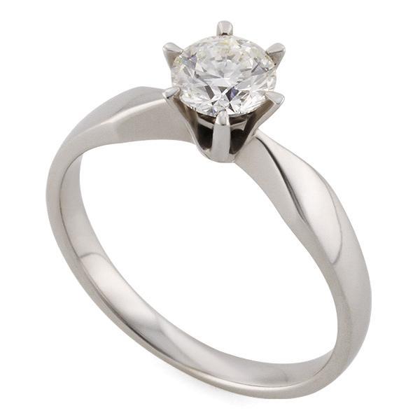 Помолвочное кольцо с 1 бриллиантом 0,70 ct 4/5 белое золото 585°, артикул R-НП 032-2