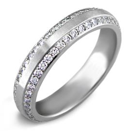 Обручальное кольцо   с бриллиантами 0,69 карат белое золото 585 проба, артикул R-6016