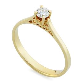 Помолвочное кольцо с 1 бриллиантом 0,20 ct 4/5 желтое золото 585°, артикул R-YZ33877-1