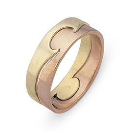 Обручальное кольцо из двухцветного золота 585 пробы, артикул R-СЕ033