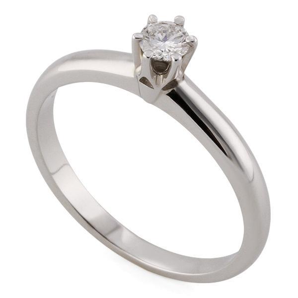 Помолвочное кольцо с 1 бриллиантом 0,20 ct 3/6  из белого золота 585°, артикул R-YZ42354-2