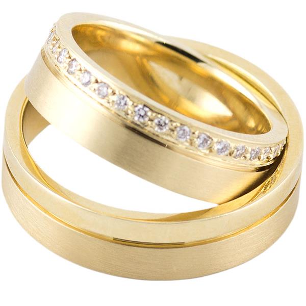Обручальные кольца из желтого золота 585 пробы, серия "Twin set"