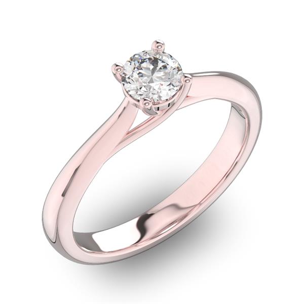Помолвочное кольцо 1 бриллиантом 0,34 ct 4/5 из розового золота 585°