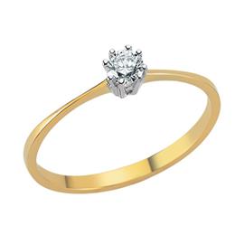 Помолвочное кольцо с 1 бриллиантом 0,19 ct 4/5 желтое белое золото, артикул R-TRN03513-05 