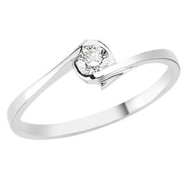 Кольцо с 1 бриллиантом 0,15 ct 3/5 из белого золота 750°, артикул R-TRN03582-05