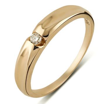 Кольцо из розового золота 585 пробы с 1 бриллиантом 0,06 карат, артикул R-XR09832