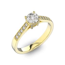 Помолвочное кольцо 1 бриллиантом 0,5 ct 4/5 и 10 бриллиантами 0,15 ct 4/5 из желтого золота 585°, артикул R-D40539-1