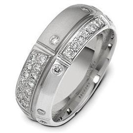 Обручальное кольцос бриллиантами из белого золота 585 пробы с бриллиантами, артикул R-2100