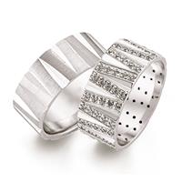 Эксклюзивные обручальные кольца парные с бриллиантами из белого золота