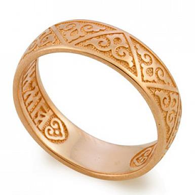 Кольцо с молитвой Спаси и сохрани из розового золота 585°, артикул R-KLZ0601-3