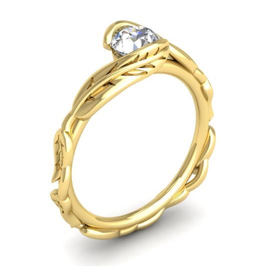 Кольцо с 1 бриллиантом 0,35 ct 4/5  из желтого золота 585°
