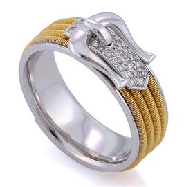Кольцо  с 21 бриллиантом 0,13 ct 3/5 из белого и желтого золота, артикул R-СА320