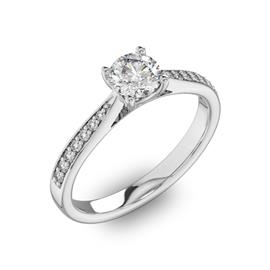 Помолвочное кольцо с 1 бриллиантом 0,45 ct 4/5  и 14 бриллиантами 0,8 ct 4/5 из белого золота 585°, артикул R-D40516-2