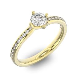 Помолвочное кольцо с 1 бриллиантом 0,45 ct 4/5  и 20 бриллиантами 0,12 ct 4/5 из желтого золота 585°, артикул R-D38309-1
