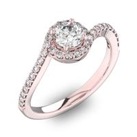 Помолвочное кольцо с 1 бриллиантом 0,45 ct 4/5  и 32 бриллиантами 0,22 ct 4/5 из розового золота 585°