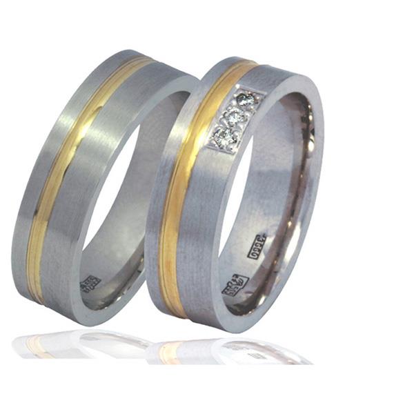 Обручальные кольца парные с бриллиантами серии "Twin Set", артикул R-ТС К001