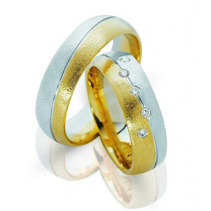Обручальные кольца парные из золота 585 пробы с бриллиантами  серия "Twin set", артикул R-ТС 3268_2/001
