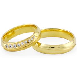 Обручальные кольца парные с бриллиантами из золота, артикул R-ТС 3394
